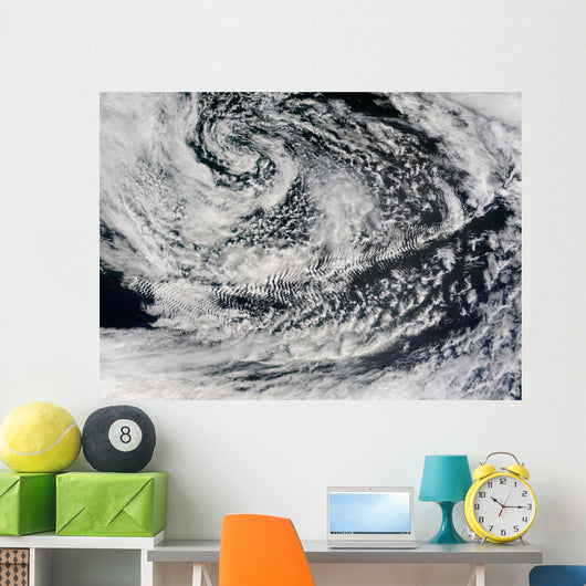 Ship-wave-shaped Wave Clouds Induced Wall Decal