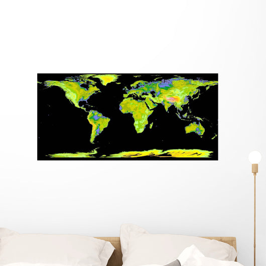 Digital Elevation Model Continents Wall Decal