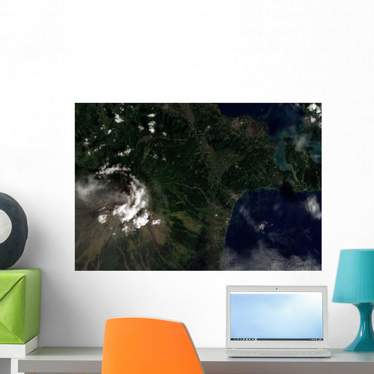 Satellite Mayon Volcano Emitting Wall Decal