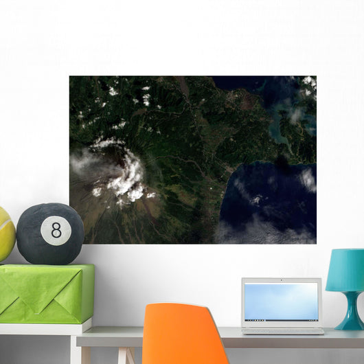 Satellite Mayon Volcano Emitting Wall Decal