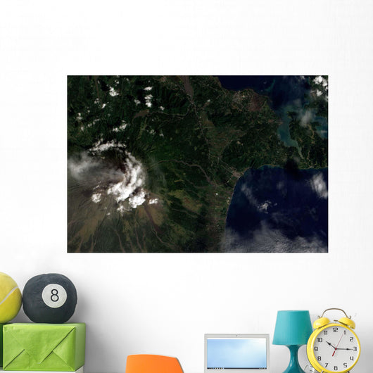 Satellite Mayon Volcano Emitting Wall Decal
