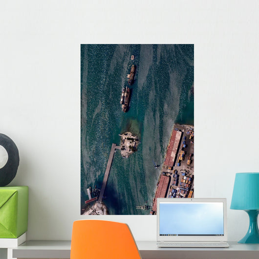 Aerial Port-au-Prince Harbor Haiti Wall Decal Design 2