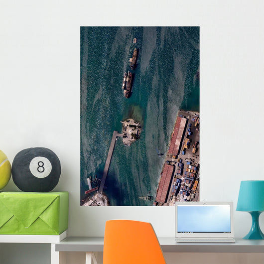 Aerial Port-au-Prince Harbor Haiti Wall Decal Design 2