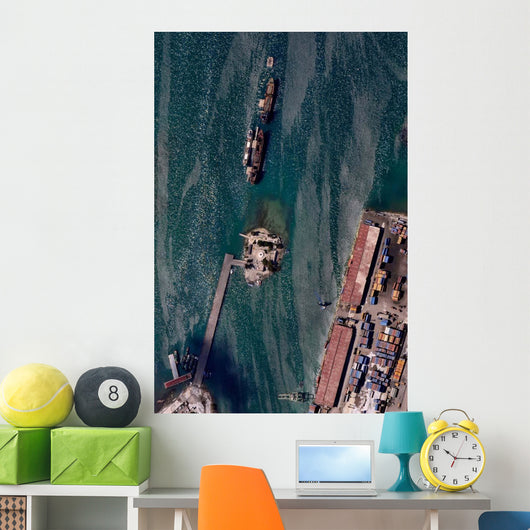 Aerial Port-au-Prince Harbor Haiti Wall Decal Design 2