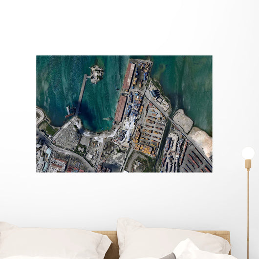 Aerial Port-au-Prince Harbor Haiti Wall Decal Design 1