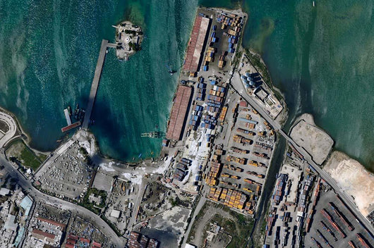 Aerial Port-au-Prince Harbor Haiti Wall Decal Design 1