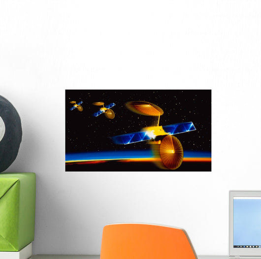 Illustration Satellites over Earth's Wall Decal