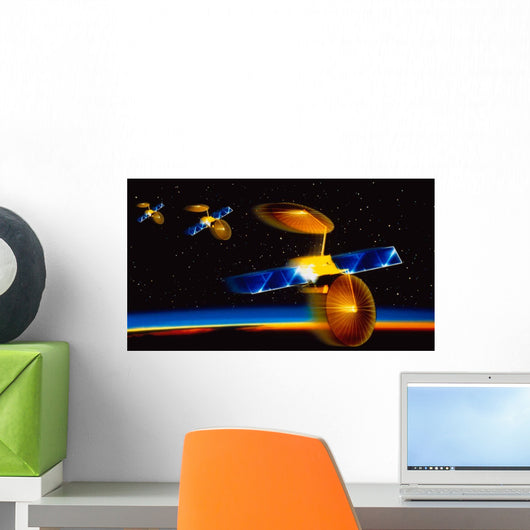 Illustration Satellites over Earth's Wall Decal