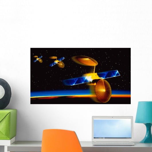 Illustration Satellites over Earth's Wall Decal