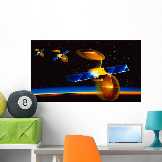 Illustration Satellites over Earth's Wall Decal