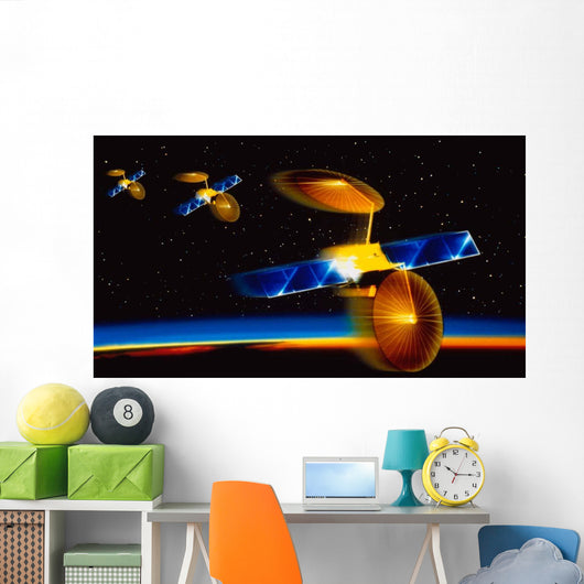 Illustration Satellites over Earth's Wall Decal