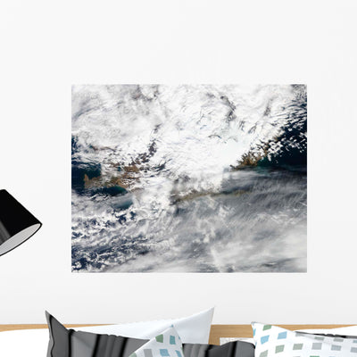 Ash Plume from Eyjafjallajokull Wall Decal Design 4 shown on a wall