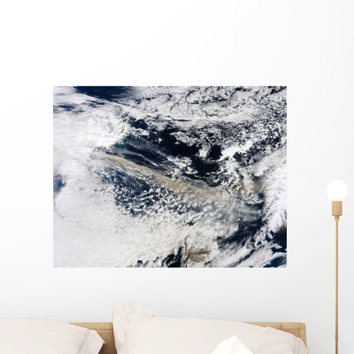 Ash Plume from Eyjafjallajokull Wall Decal Design 2 shown on a wall
