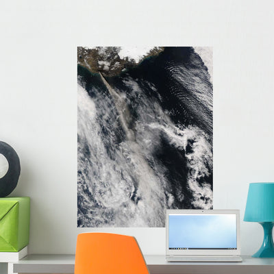 Satellite Ash Plume from Wall Decal Design 2 shown on a wall