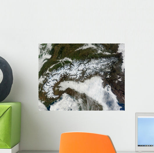 Satellite Image Alps Mountain Wall Decal