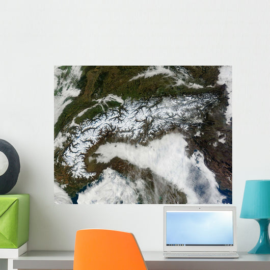Satellite Image Alps Mountain Wall Decal