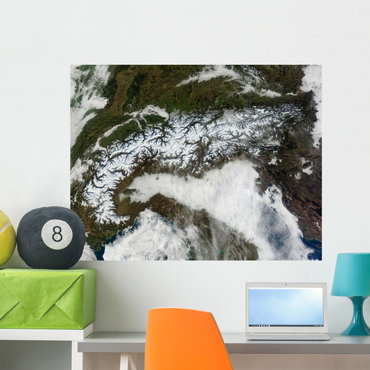 Satellite Image Alps Mountain Wall Decal