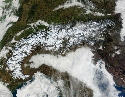 Satellite Image Alps Mountain Wall Decal