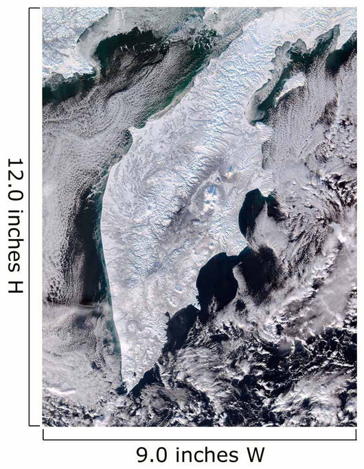 Satellite Kamchatka Peninsula Eastern Wall Decal