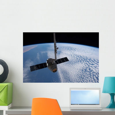 Spacex Dragon Cargo Craft Wall Decal Design 3 shown on a wall