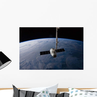 Spacex Dragon Cargo Craft Wall Decal Design 1 shown on a wall