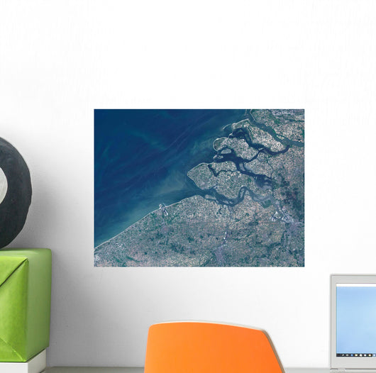 Satellite Belgium Coastline Wall Decal