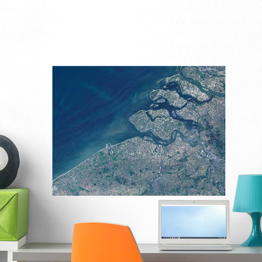Satellite Belgium Coastline Wall Decal