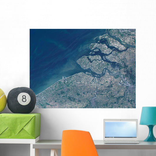 Satellite Belgium Coastline Wall Decal