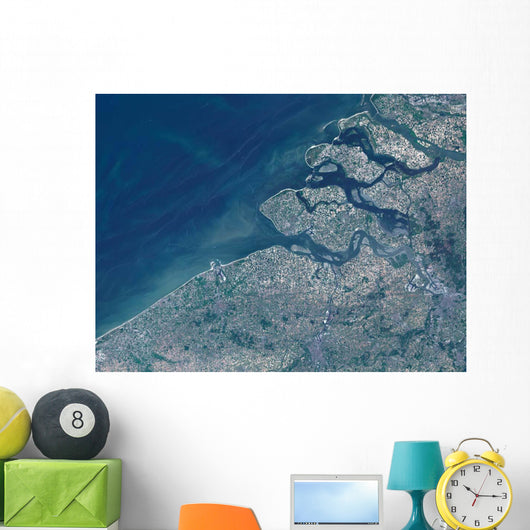 Satellite Belgium Coastline Wall Decal