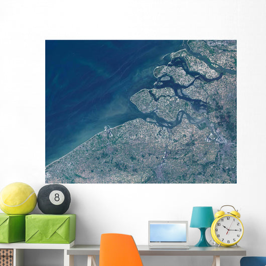 Satellite Belgium Coastline Wall Decal