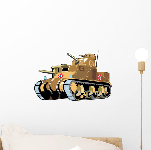 Tan Painted Tank Wall Decal