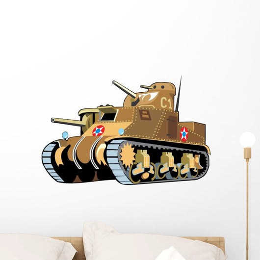 Tan Painted Tank Wall Decal