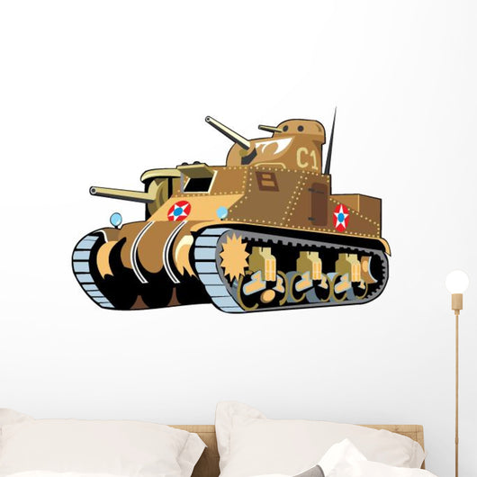Tan Painted Tank Wall Decal