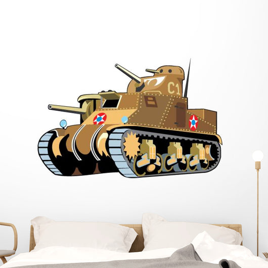 Tan Painted Tank Wall Decal