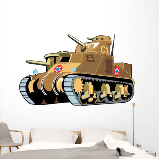 Tan Painted Tank Wall Decal