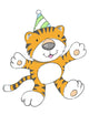 Cute Orange Birthday Tiger Wall Decal