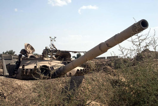 Destroyed Iraqi Tanks near Wall Decal