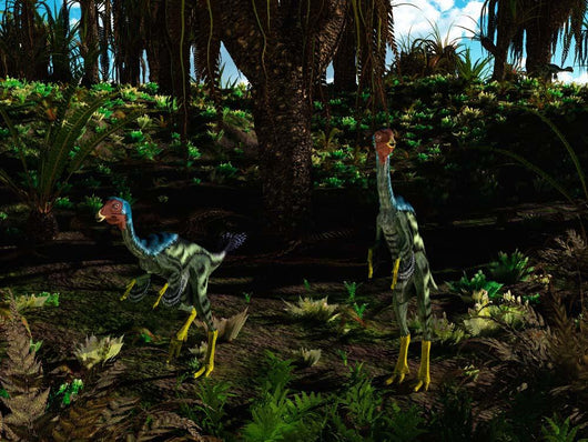 Caudipteryx Wander Prehistoric Landscape Wall Decal