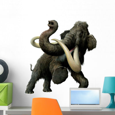 Stampeding Woolly Mammoth Wall Decal shown on a wall