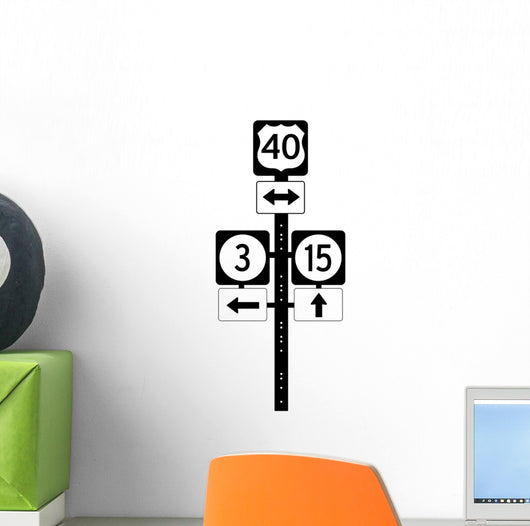 Multiple Route Directional Sign Wall Decal