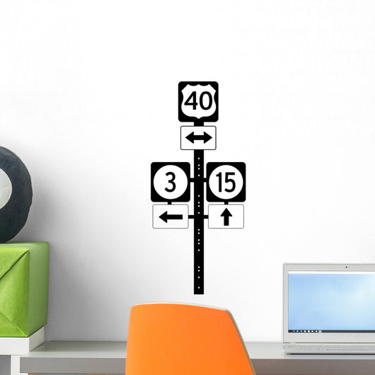 Multiple Route Directional Sign Wall Decal