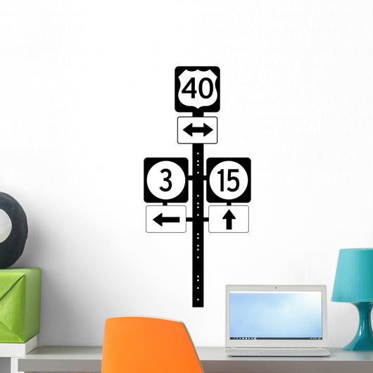 Multiple Route Directional Sign Wall Decal