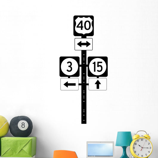 Multiple Route Directional Sign Wall Decal